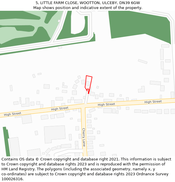 5, LITTLE FARM CLOSE, WOOTTON, ULCEBY, DN39 6GW: Location map and indicative extent of plot