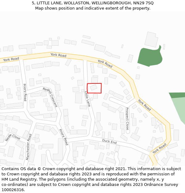 5, LITTLE LANE, WOLLASTON, WELLINGBOROUGH, NN29 7SQ: Location map and indicative extent of plot
