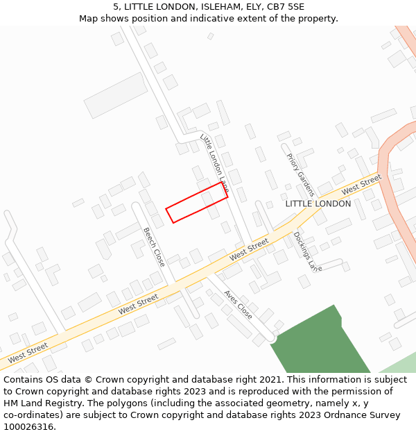 5, LITTLE LONDON, ISLEHAM, ELY, CB7 5SE: Location map and indicative extent of plot