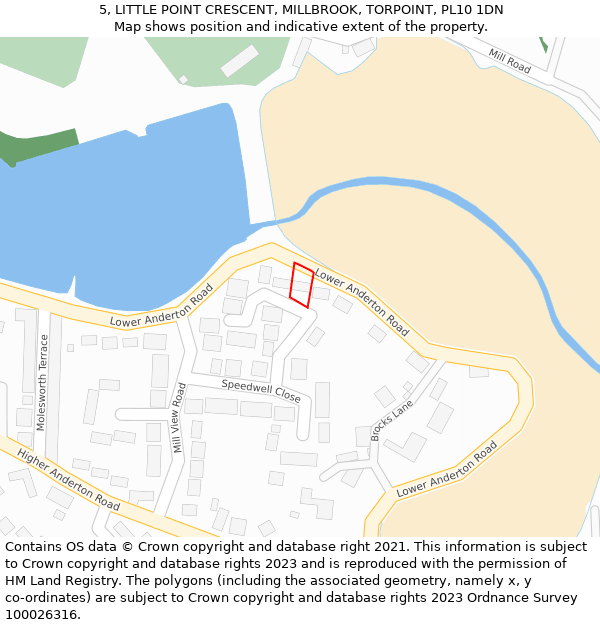 5, LITTLE POINT CRESCENT, MILLBROOK, TORPOINT, PL10 1DN: Location map and indicative extent of plot