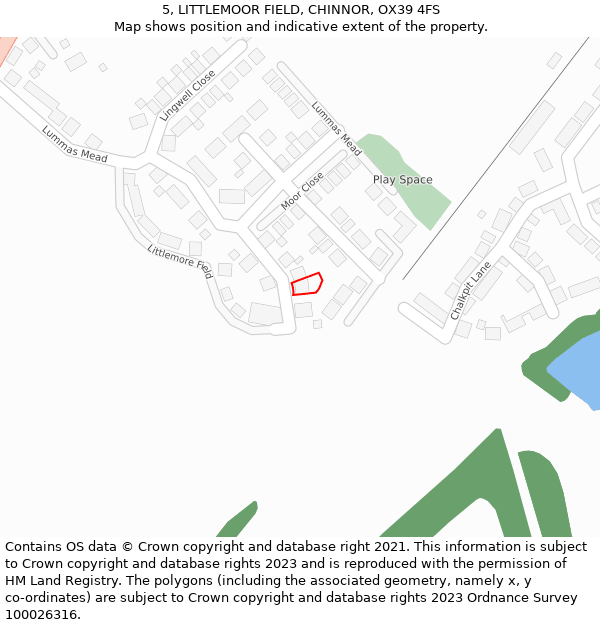 5, LITTLEMOOR FIELD, CHINNOR, OX39 4FS: Location map and indicative extent of plot