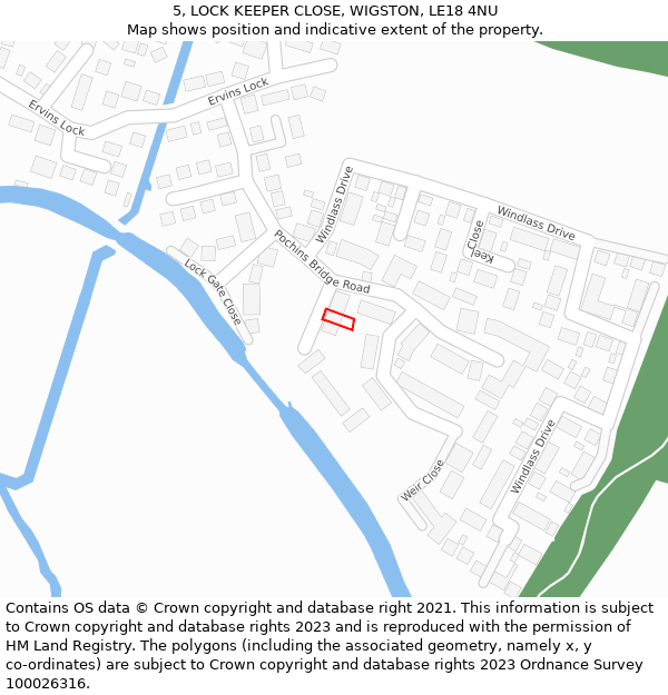 5, LOCK KEEPER CLOSE, WIGSTON, LE18 4NU: Location map and indicative extent of plot