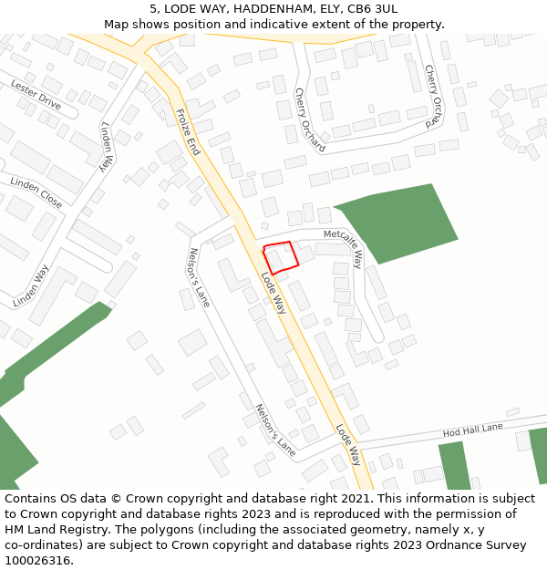 5, LODE WAY, HADDENHAM, ELY, CB6 3UL: Location map and indicative extent of plot