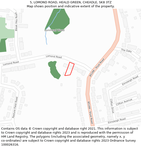 5, LOMOND ROAD, HEALD GREEN, CHEADLE, SK8 3TZ: Location map and indicative extent of plot