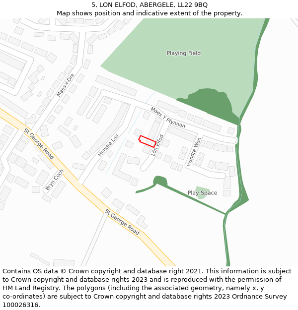 5, LON ELFOD, ABERGELE, LL22 9BQ: Location map and indicative extent of plot