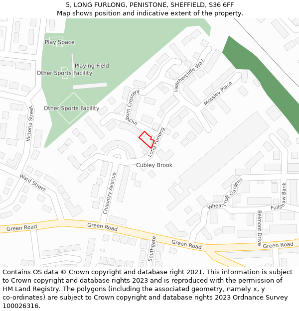 5, LONG FURLONG, PENISTONE, SHEFFIELD, S36 6FF: Location map and indicative extent of plot