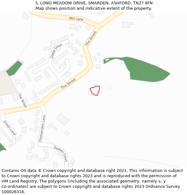 5, LONG MEADOW DRIVE, SMARDEN, ASHFORD, TN27 8FN: Location map and indicative extent of plot