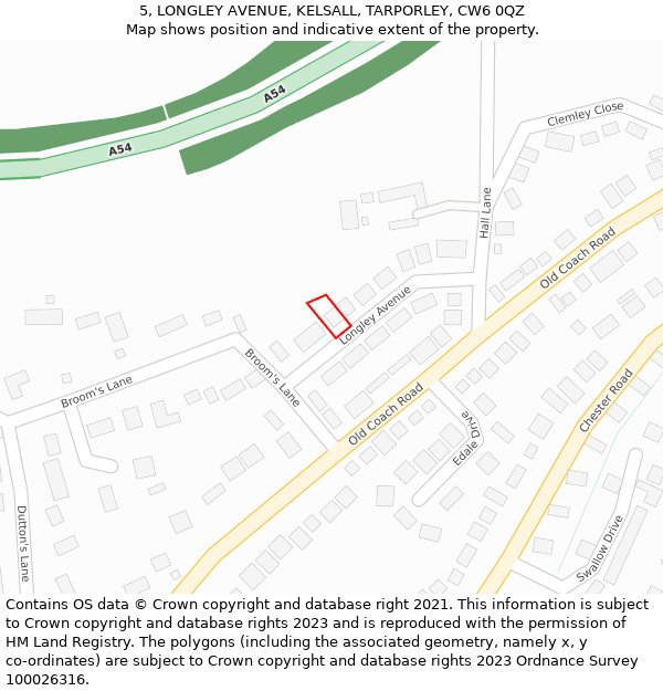 5, LONGLEY AVENUE, KELSALL, TARPORLEY, CW6 0QZ: Location map and indicative extent of plot