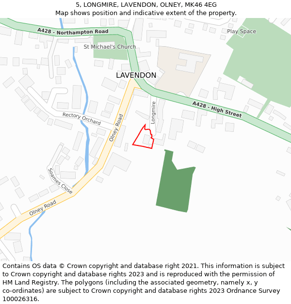 5, LONGMIRE, LAVENDON, OLNEY, MK46 4EG: Location map and indicative extent of plot