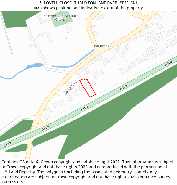 5, LOVELL CLOSE, THRUXTON, ANDOVER, SP11 8NH: Location map and indicative extent of plot