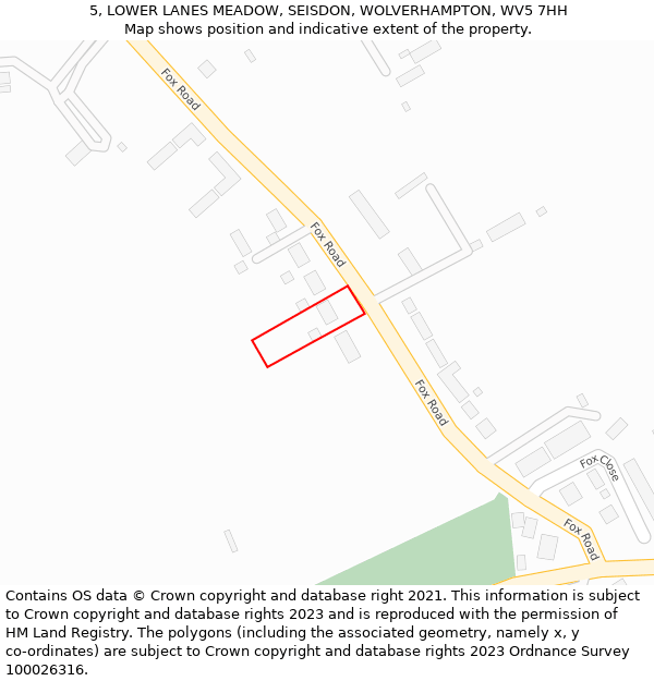 5, LOWER LANES MEADOW, SEISDON, WOLVERHAMPTON, WV5 7HH: Location map and indicative extent of plot