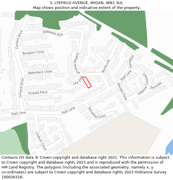 5, LYEFIELD AVENUE, WIGAN, WN1 3UL: Location map and indicative extent of plot