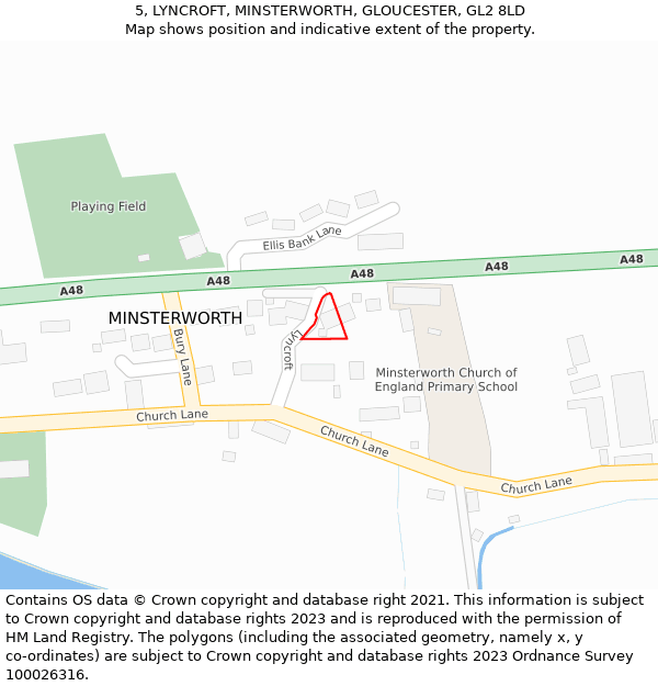 5, LYNCROFT, MINSTERWORTH, GLOUCESTER, GL2 8LD: Location map and indicative extent of plot