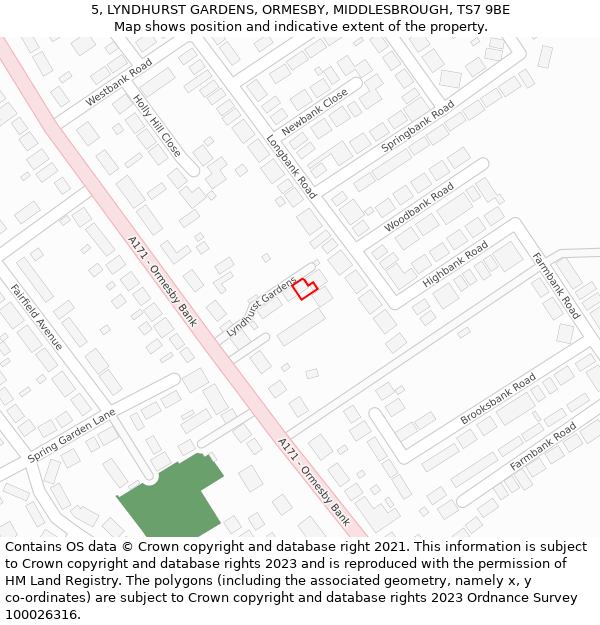 5, LYNDHURST GARDENS, ORMESBY, MIDDLESBROUGH, TS7 9BE: Location map and indicative extent of plot