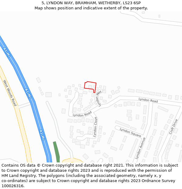 5, LYNDON WAY, BRAMHAM, WETHERBY, LS23 6SP: Location map and indicative extent of plot