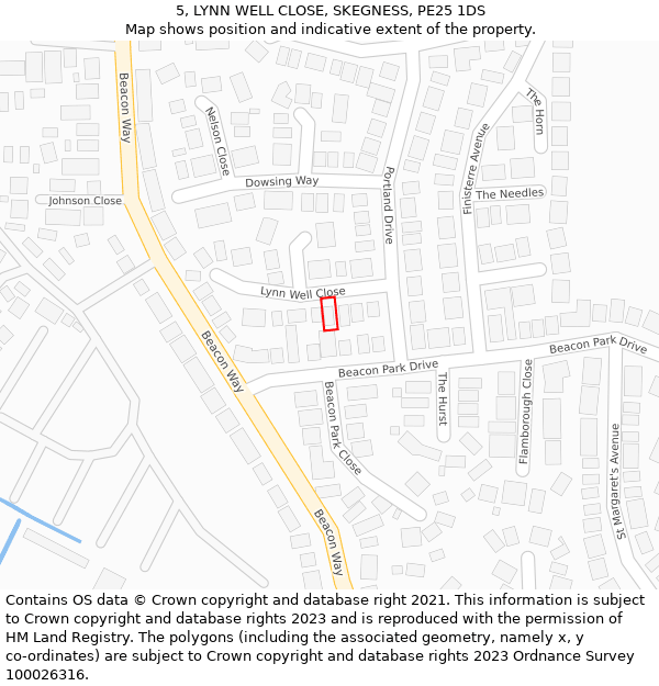 5, LYNN WELL CLOSE, SKEGNESS, PE25 1DS: Location map and indicative extent of plot