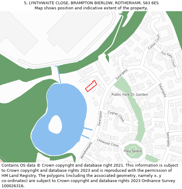 5, LYNTHWAITE CLOSE, BRAMPTON BIERLOW, ROTHERHAM, S63 6ES: Location map and indicative extent of plot