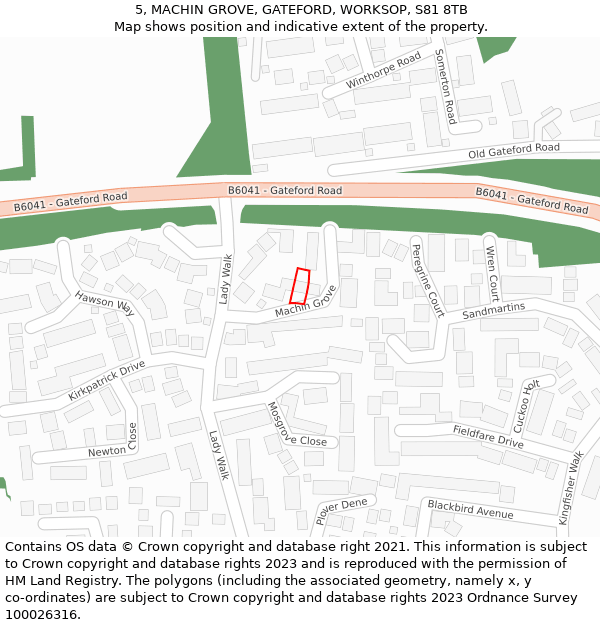 5, MACHIN GROVE, GATEFORD, WORKSOP, S81 8TB: Location map and indicative extent of plot