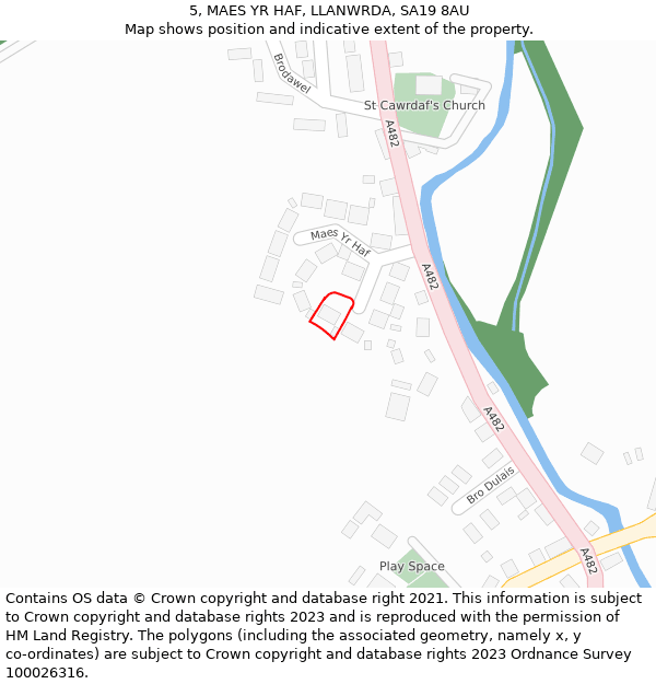 5, MAES YR HAF, LLANWRDA, SA19 8AU: Location map and indicative extent of plot