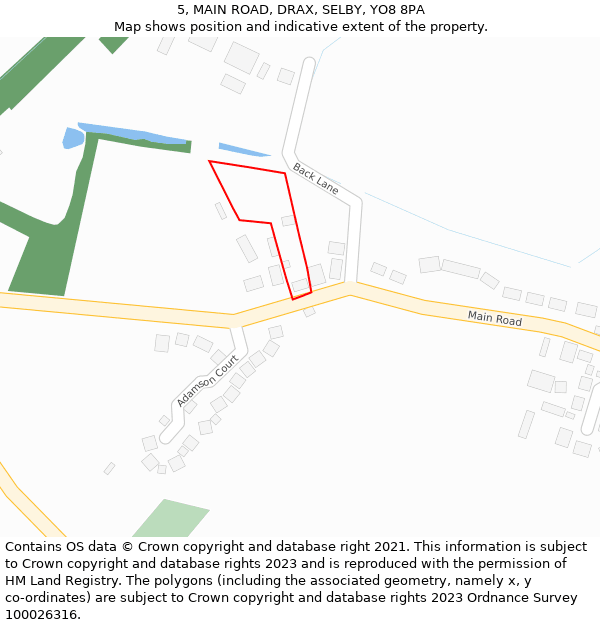 5, MAIN ROAD, DRAX, SELBY, YO8 8PA: Location map and indicative extent of plot