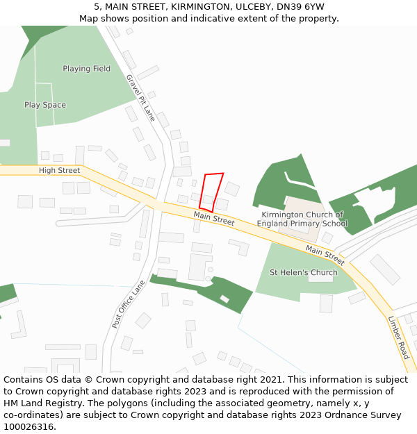 5, MAIN STREET, KIRMINGTON, ULCEBY, DN39 6YW: Location map and indicative extent of plot