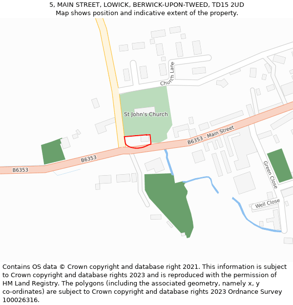5, MAIN STREET, LOWICK, BERWICK-UPON-TWEED, TD15 2UD: Location map and indicative extent of plot