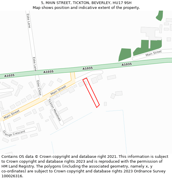 5, MAIN STREET, TICKTON, BEVERLEY, HU17 9SH: Location map and indicative extent of plot