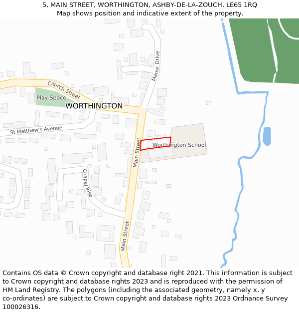 5, MAIN STREET, WORTHINGTON, ASHBY-DE-LA-ZOUCH, LE65 1RQ: Location map and indicative extent of plot