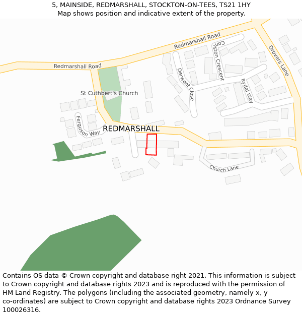 5, MAINSIDE, REDMARSHALL, STOCKTON-ON-TEES, TS21 1HY: Location map and indicative extent of plot