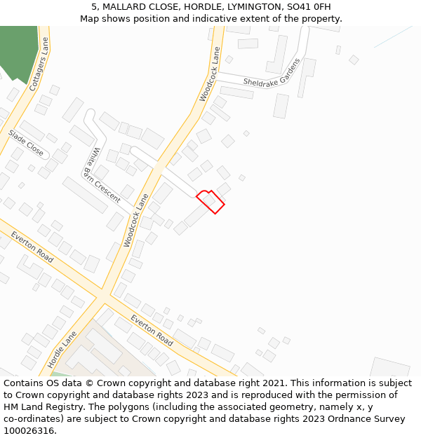 5, MALLARD CLOSE, HORDLE, LYMINGTON, SO41 0FH: Location map and indicative extent of plot