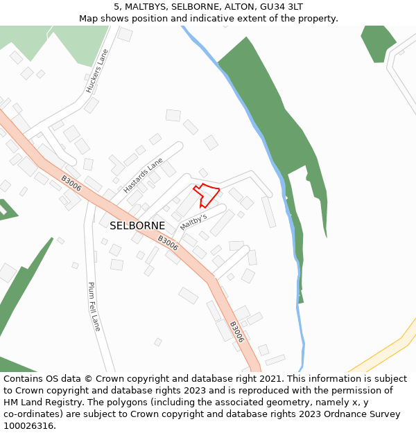 5, MALTBYS, SELBORNE, ALTON, GU34 3LT: Location map and indicative extent of plot