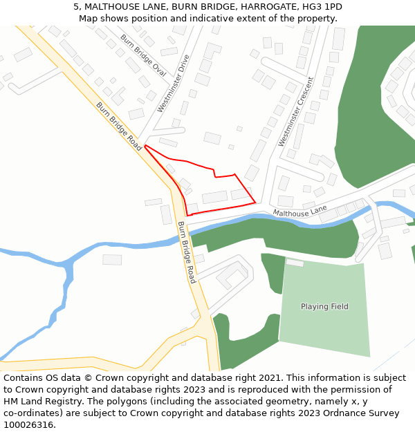5, MALTHOUSE LANE, BURN BRIDGE, HARROGATE, HG3 1PD: Location map and indicative extent of plot