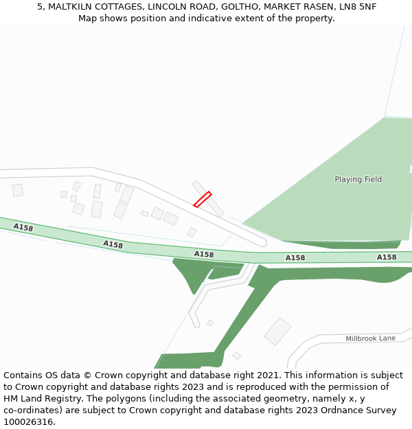 5, MALTKILN COTTAGES, LINCOLN ROAD, GOLTHO, MARKET RASEN, LN8 5NF: Location map and indicative extent of plot