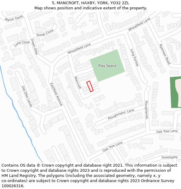 5, MANCROFT, HAXBY, YORK, YO32 2ZL: Location map and indicative extent of plot