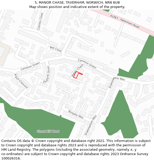 5, MANOR CHASE, TAVERHAM, NORWICH, NR8 6UB: Location map and indicative extent of plot