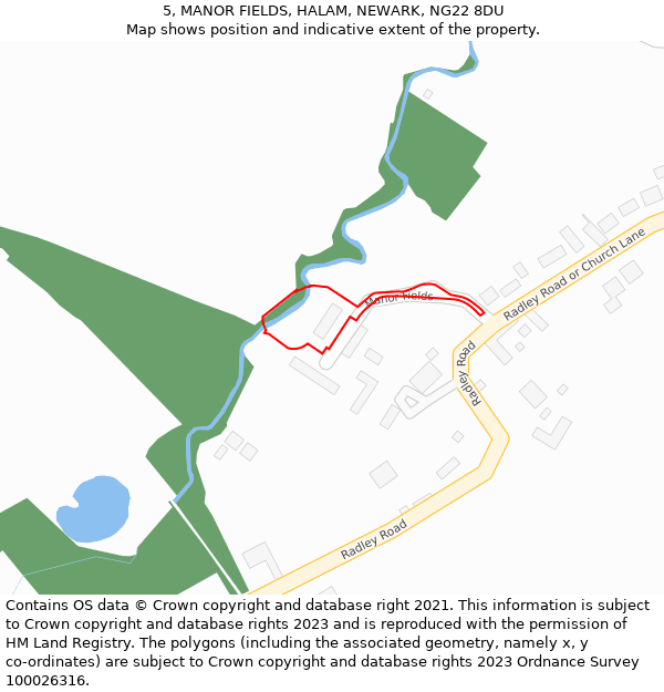 5, MANOR FIELDS, HALAM, NEWARK, NG22 8DU: Location map and indicative extent of plot