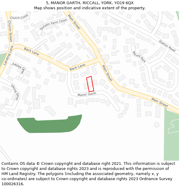 5, MANOR GARTH, RICCALL, YORK, YO19 6QX: Location map and indicative extent of plot