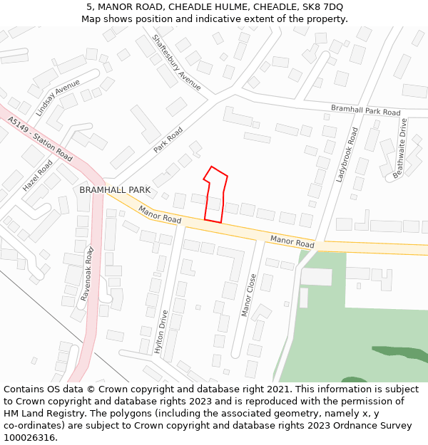 5, MANOR ROAD, CHEADLE HULME, CHEADLE, SK8 7DQ: Location map and indicative extent of plot