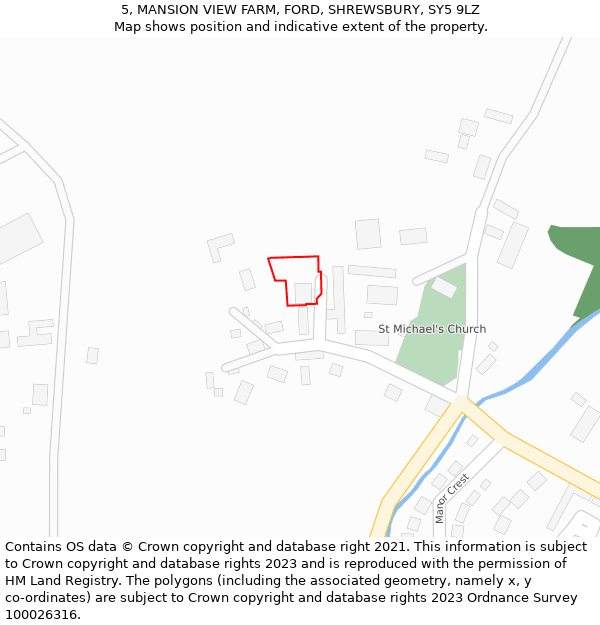 5, MANSION VIEW FARM, FORD, SHREWSBURY, SY5 9LZ: Location map and indicative extent of plot