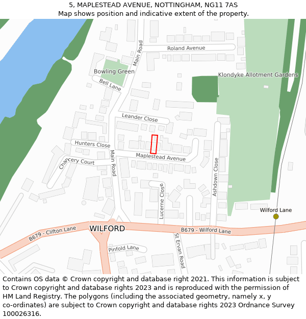 5, MAPLESTEAD AVENUE, NOTTINGHAM, NG11 7AS: Location map and indicative extent of plot