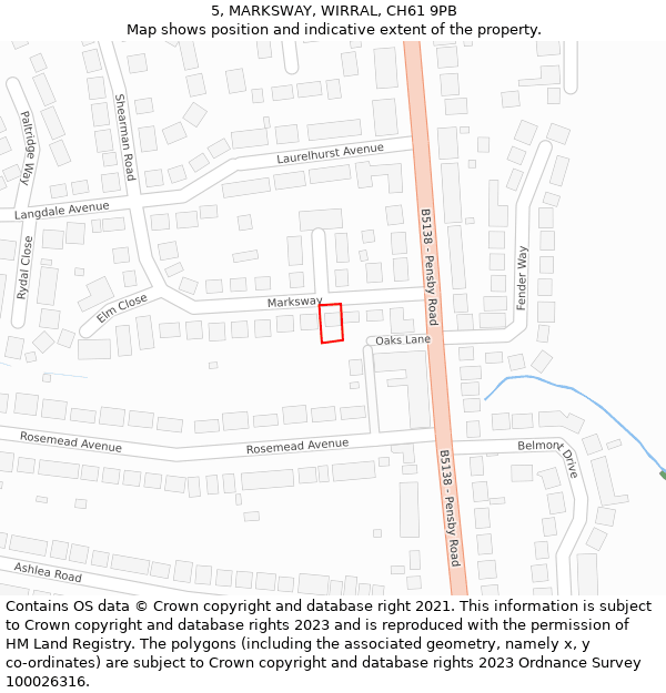 5, MARKSWAY, WIRRAL, CH61 9PB: Location map and indicative extent of plot