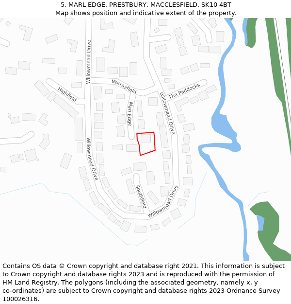 5, MARL EDGE, PRESTBURY, MACCLESFIELD, SK10 4BT: Location map and indicative extent of plot
