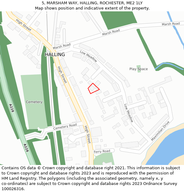 5, MARSHAM WAY, HALLING, ROCHESTER, ME2 1LY: Location map and indicative extent of plot