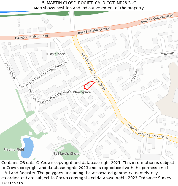 5, MARTIN CLOSE, ROGIET, CALDICOT, NP26 3UG: Location map and indicative extent of plot