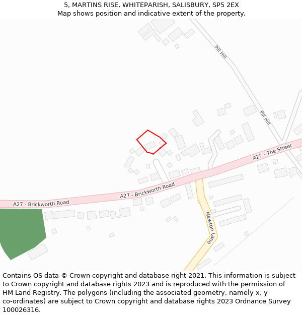 5, MARTINS RISE, WHITEPARISH, SALISBURY, SP5 2EX: Location map and indicative extent of plot