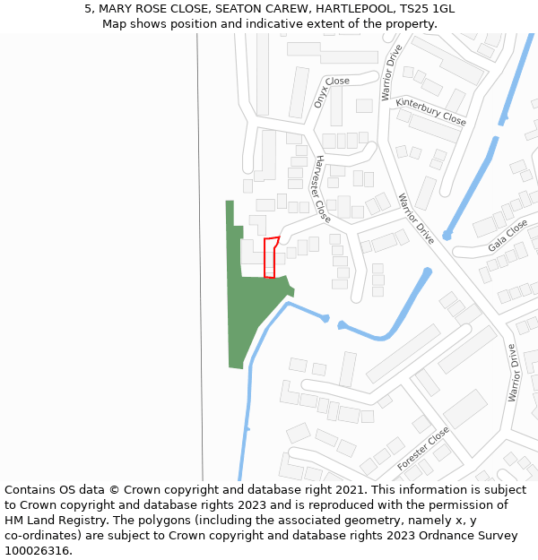 5, MARY ROSE CLOSE, SEATON CAREW, HARTLEPOOL, TS25 1GL: Location map and indicative extent of plot