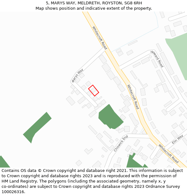5, MARYS WAY, MELDRETH, ROYSTON, SG8 6RH: Location map and indicative extent of plot