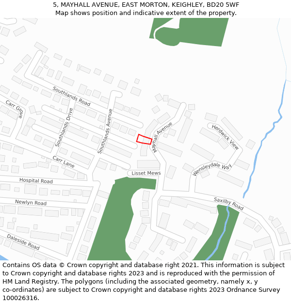 5, MAYHALL AVENUE, EAST MORTON, KEIGHLEY, BD20 5WF: Location map and indicative extent of plot