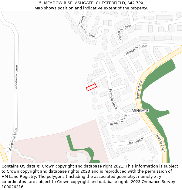 5, MEADOW RISE, ASHGATE, CHESTERFIELD, S42 7PX: Location map and indicative extent of plot