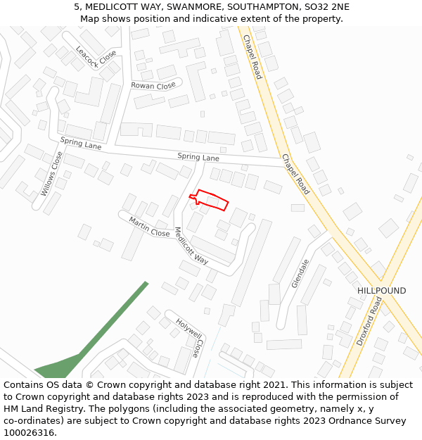 5, MEDLICOTT WAY, SWANMORE, SOUTHAMPTON, SO32 2NE: Location map and indicative extent of plot